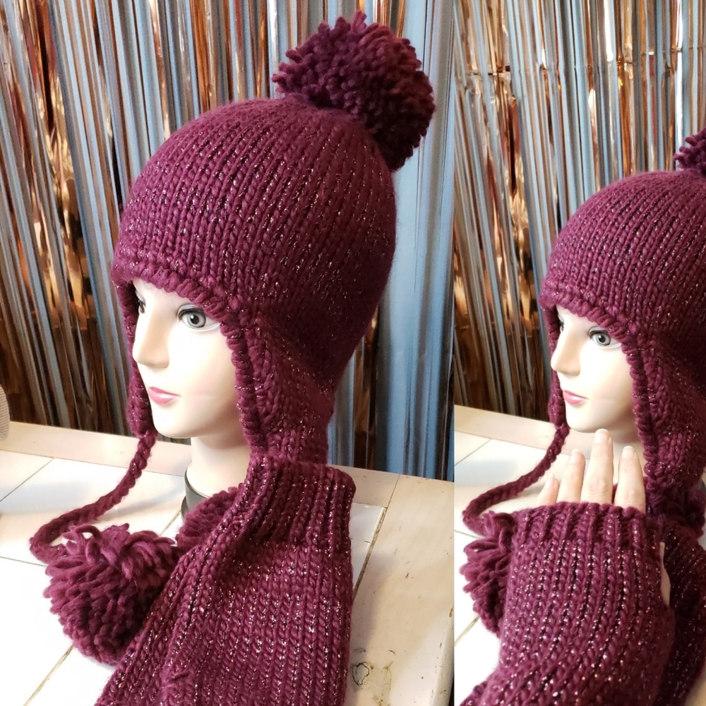 Berry Knit Gloves + Hat Set, chloe + isabel, NEW